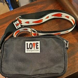 Brighton Black Crossbody Bag with Heart-Print Strap